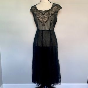 1940’s sheer pin stripe full skirt dress